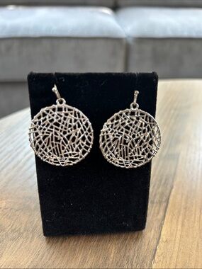 Silver Filigree Round Drop Earrings
